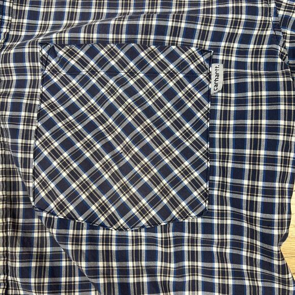 Carhartt Button Up Mens Medium Blue Plaid Long Sleeve Collared Workwear Flannel - Picture 4 of 4